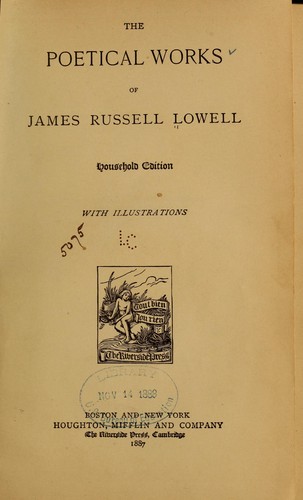 Cover of The poetical works of James Russell Lowell