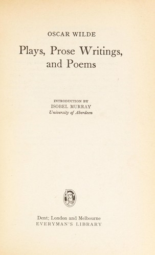 Cover of Plays, Prose Writings and Poems