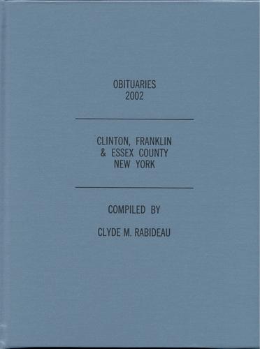 Cover of Obituaries 2002, Clinton, Franklin & Essex County, New York