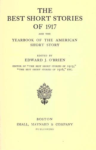 Cover of The Best Short Stories of 1917