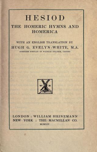 Cover of Hesiod, the Homeric hymns, and Homerica