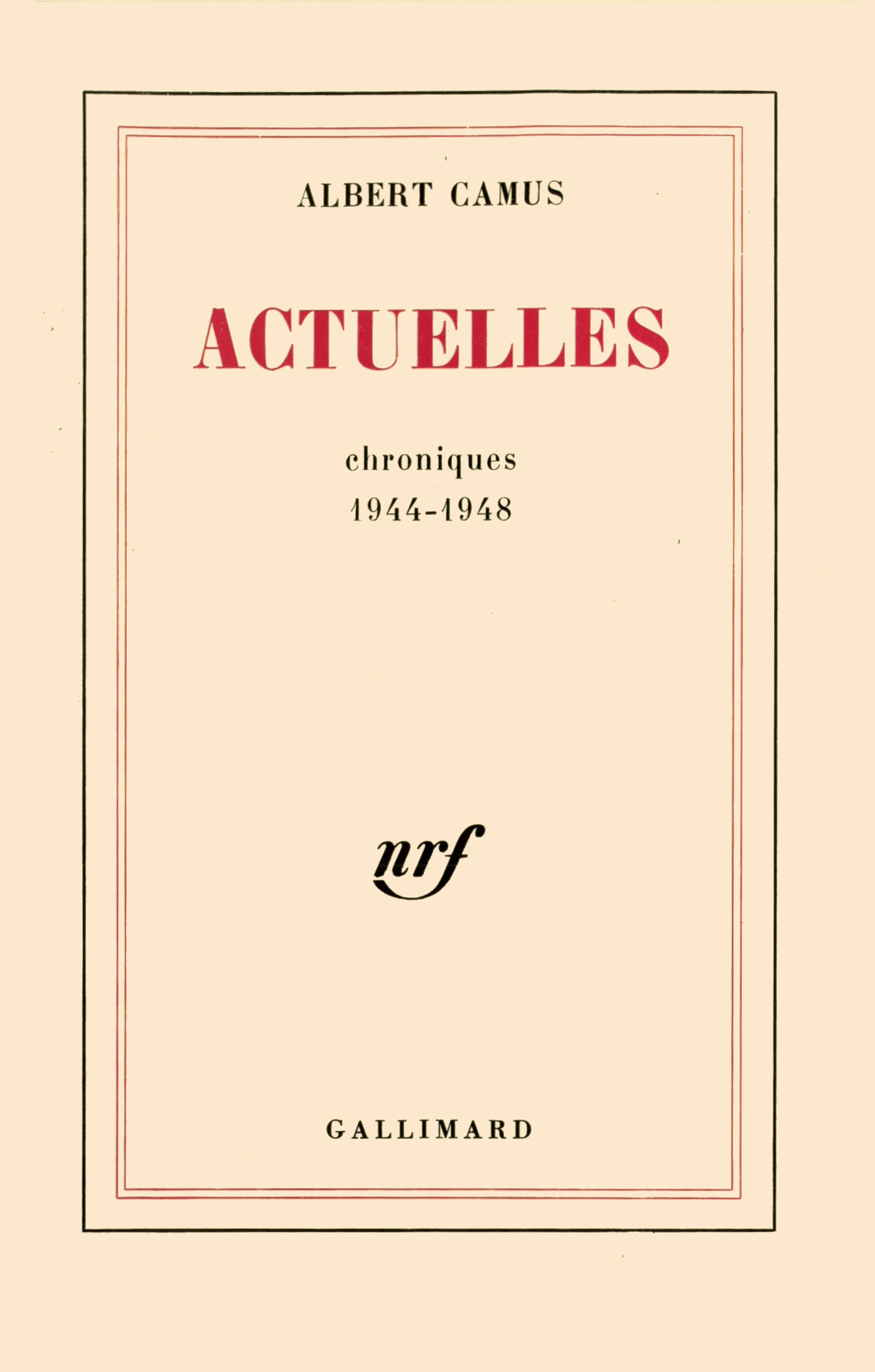 Cover of Actuelles I : Chroniques 1944-1948