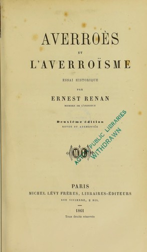 Cover of Averroès et l'averroïsme