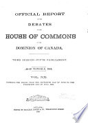 Cover of Official Reports of the Debates of the House of Commons of the Dominion of Canada
