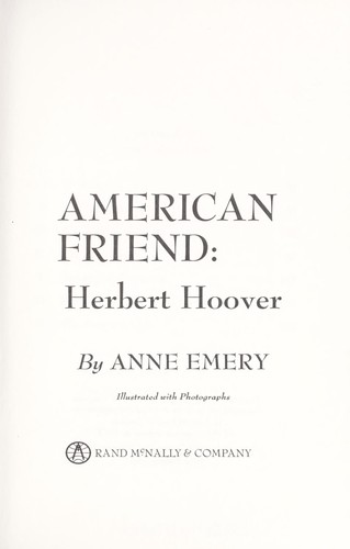 Cover of American Friend; Herbert Hoover.
